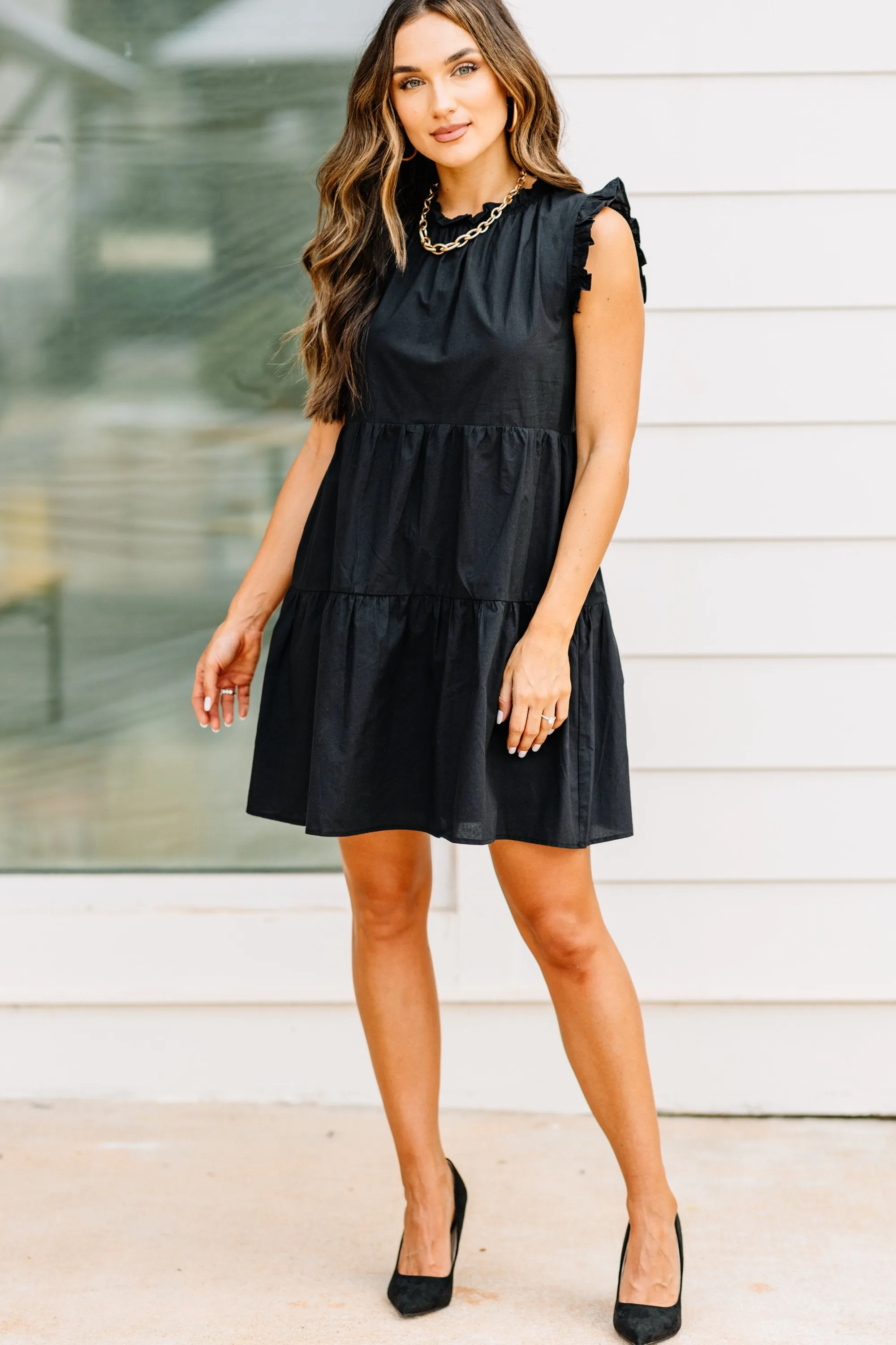 See You There Black Babydoll Dress