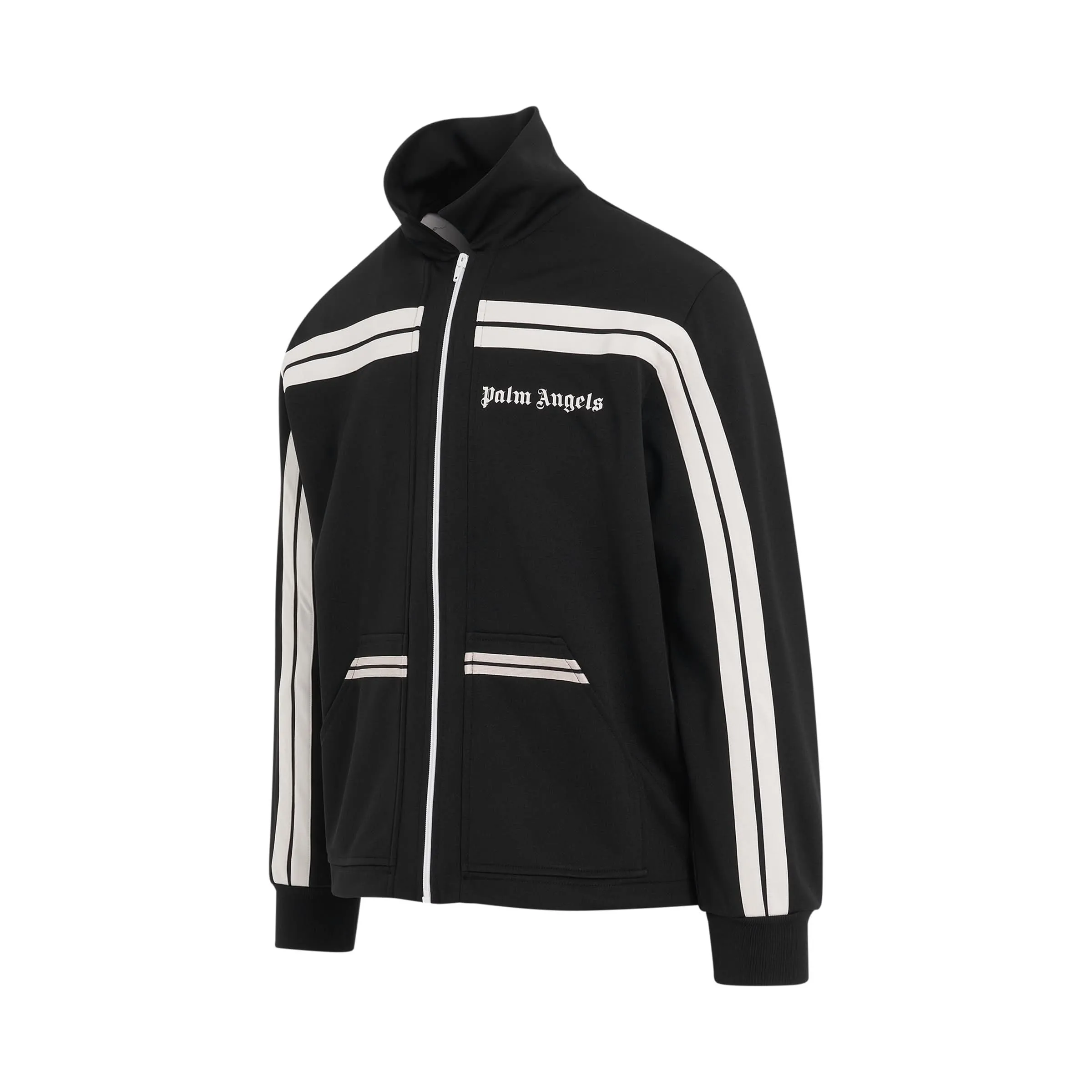 Shirt Collar Track Jacket in Black/Off White