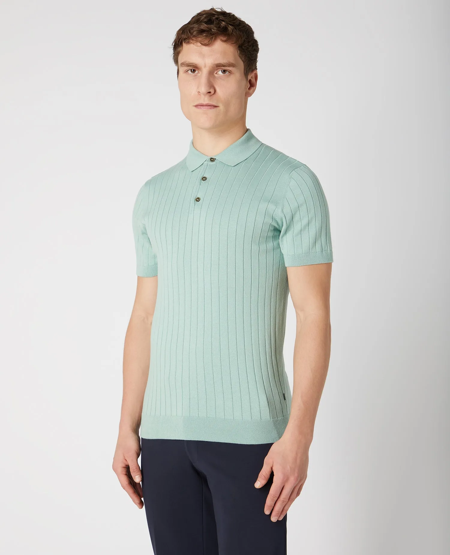 Slim Fit Knitted Cotton Short-Sleeve Polo Shirt