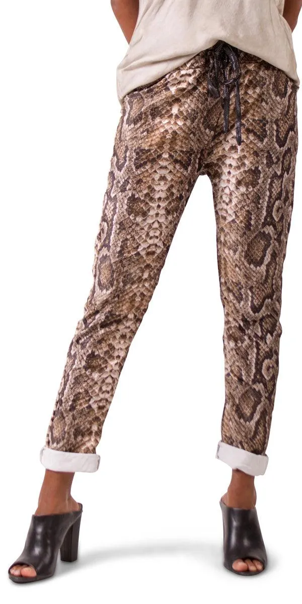 Snake Print Tie-Waist Pant