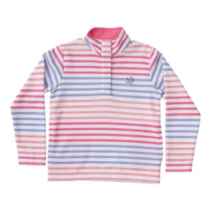 Sporty Snap Pullover - Pink Carnation Multi Stripe