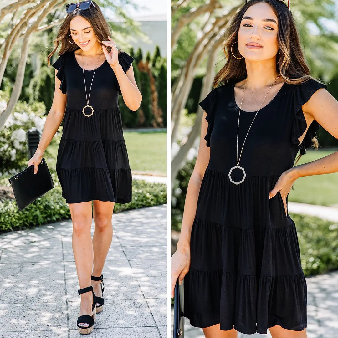 Stay With You Always Black Tiered Dress