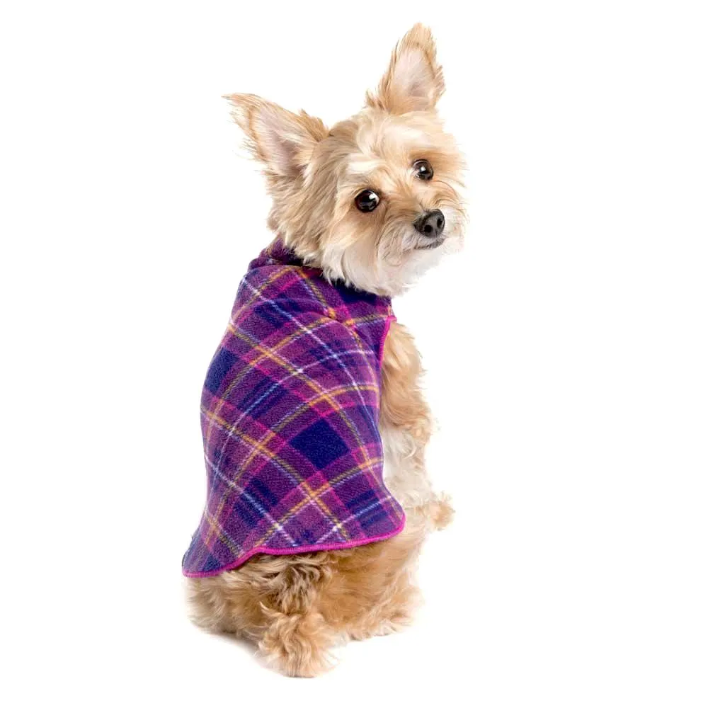 Stretch Fleece Dog Coat Mulberry Plaid Size 4