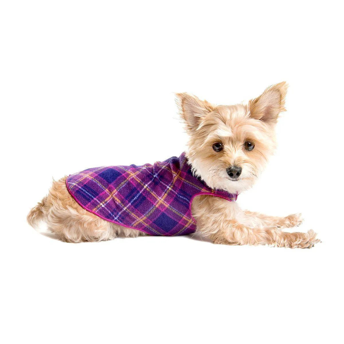 Stretch Fleece Dog Coat Mulberry Plaid Size 4