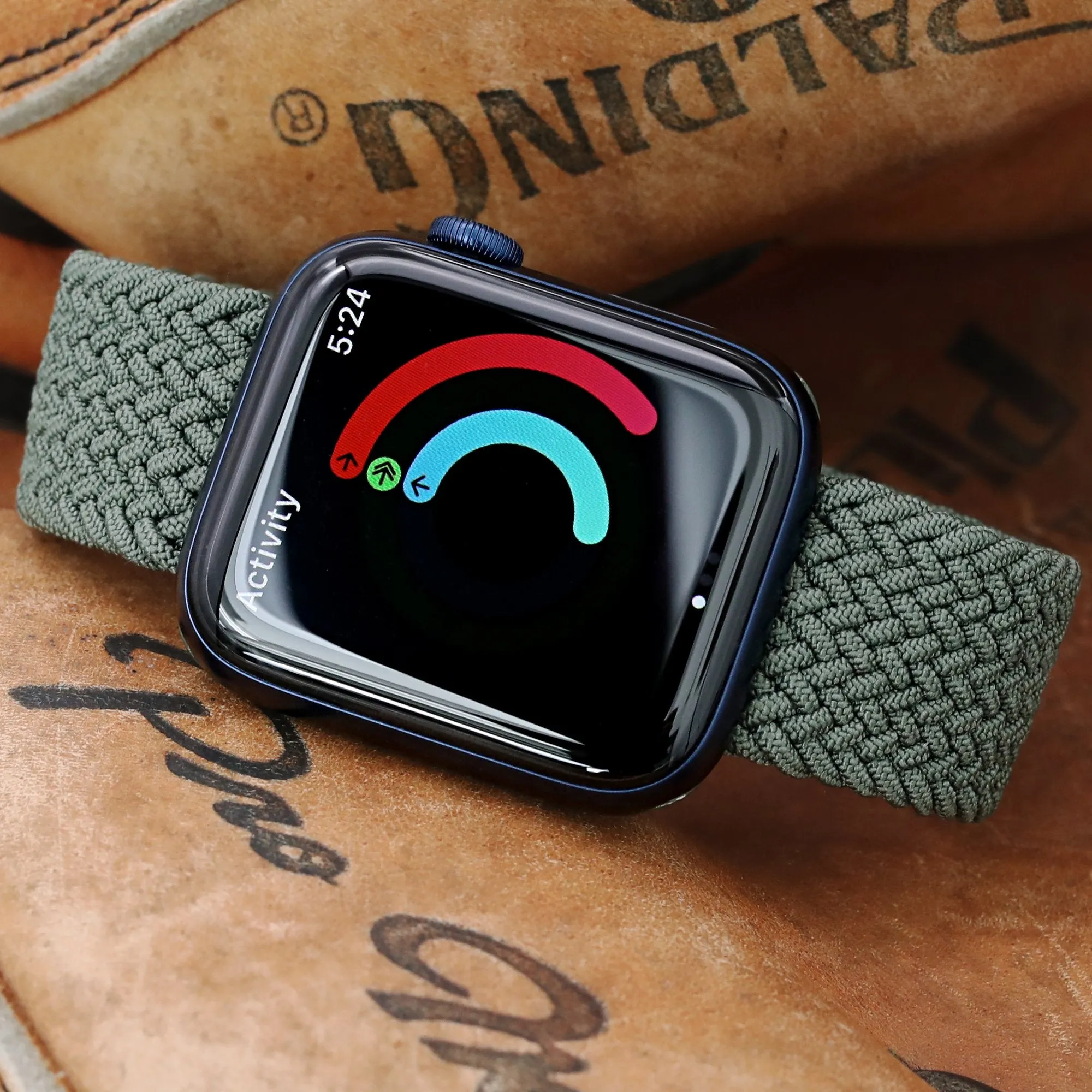 Stretchable Military Green Solo Loop Braided compatible with Apple Watch 44mm / 42mm models