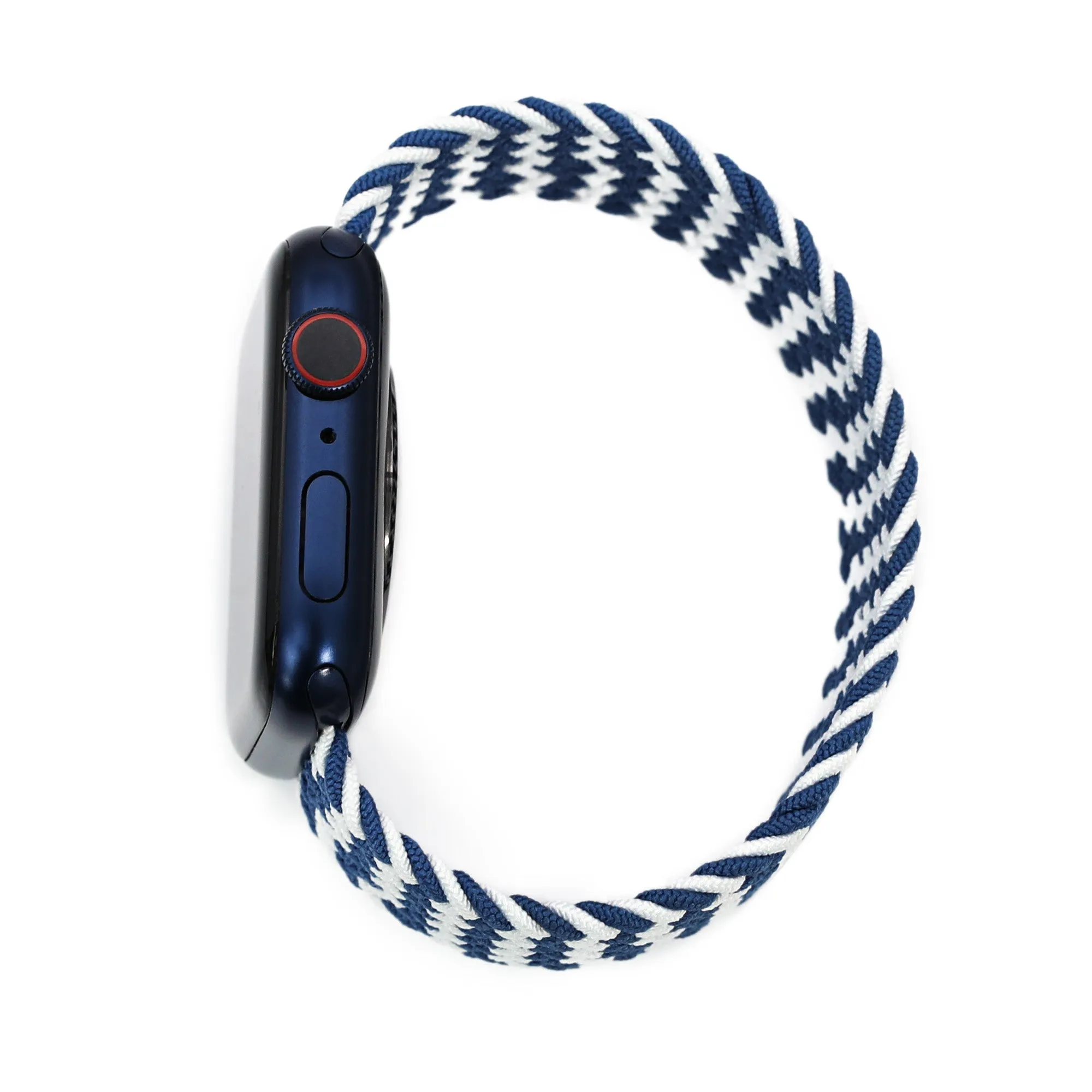 Stretchable Navy-White Solo Loop Braided Watch Band compatible with Apple Watch 44mm / 42mm models