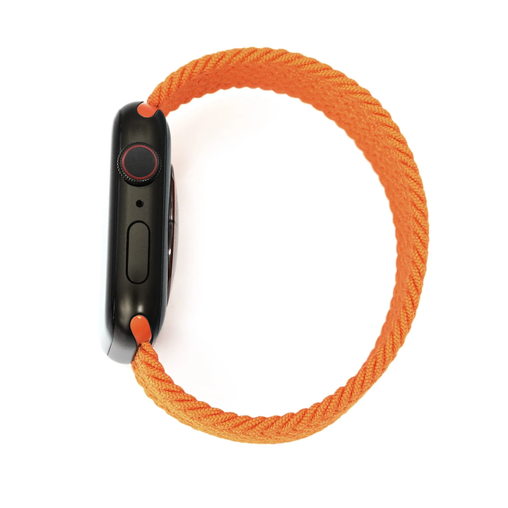 Stretchable Orange Solo Loop Braided Watch Band compatible with Apple Watch 44mm / 42mm models