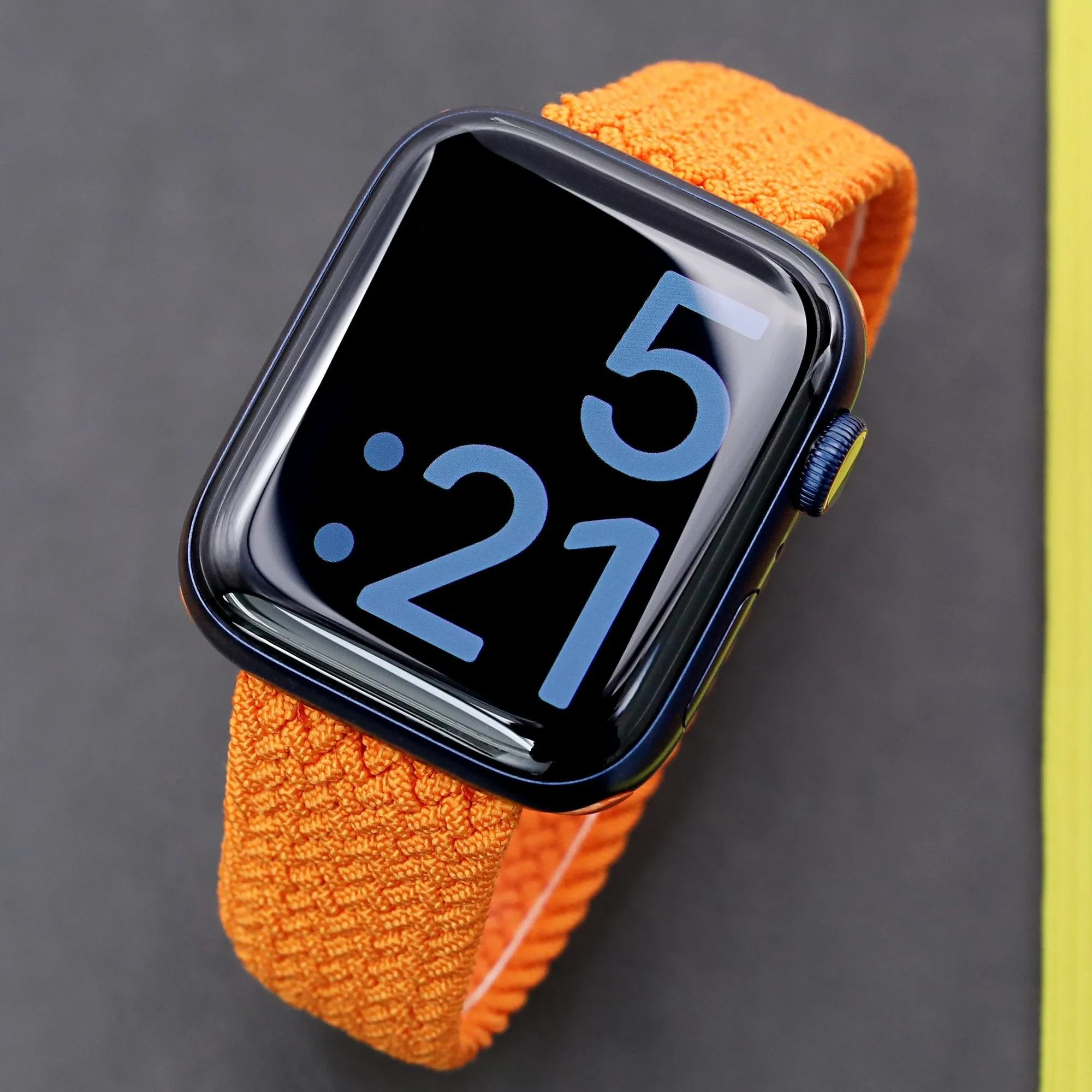 Stretchable Orange Solo Loop Braided Watch Band compatible with Apple Watch 44mm / 42mm models