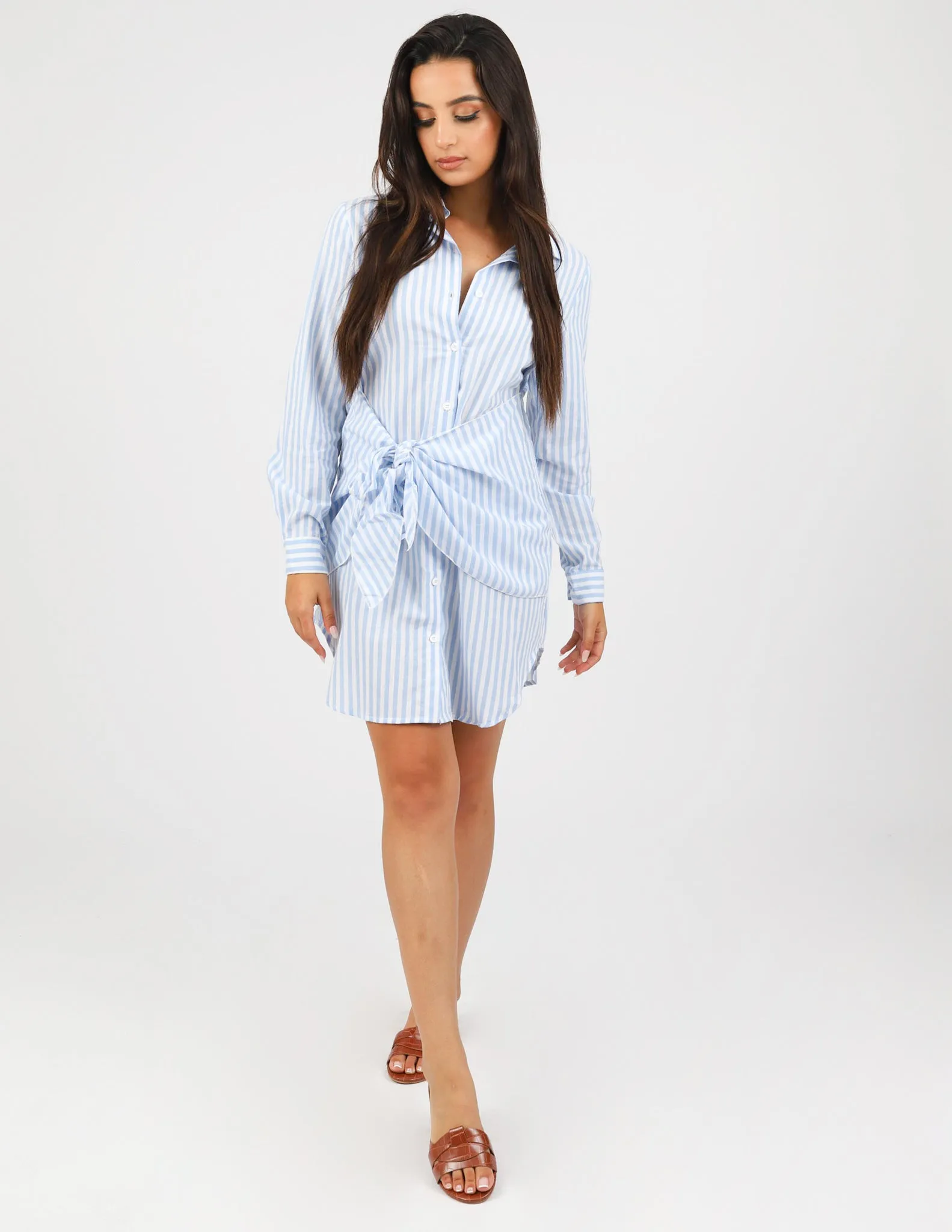 Striped Waist Tie Shirt