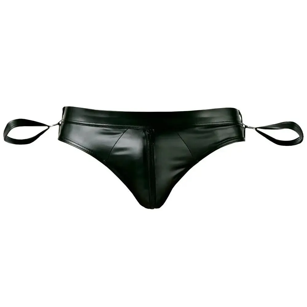 Svenjoyment Black Open Back Jock Brief with Handcuffs