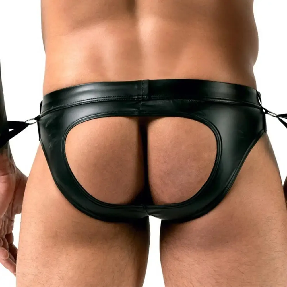 Svenjoyment Black Open Back Jock Brief with Handcuffs