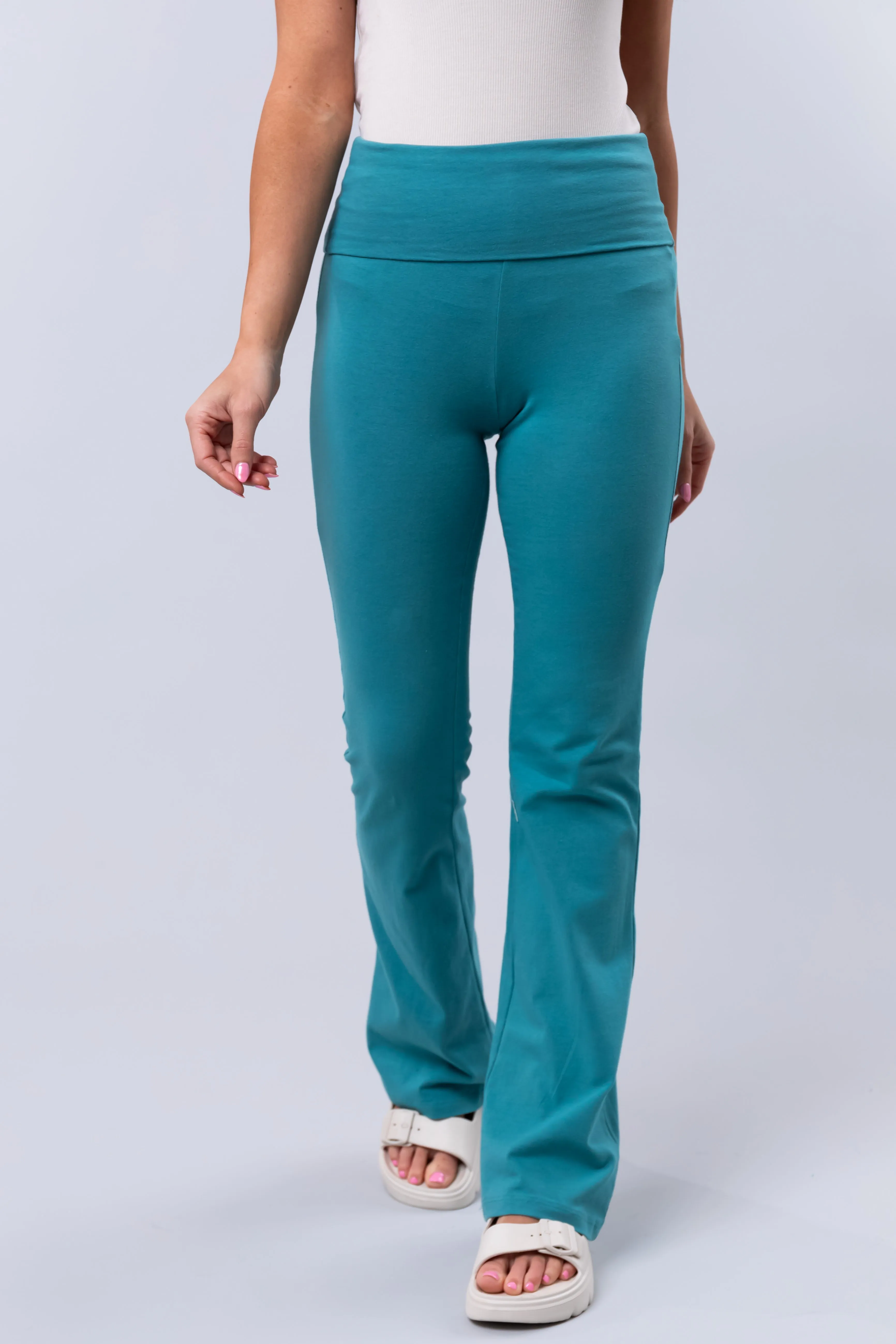 Teal Soft High Waist Flare Leg Yoga Pants