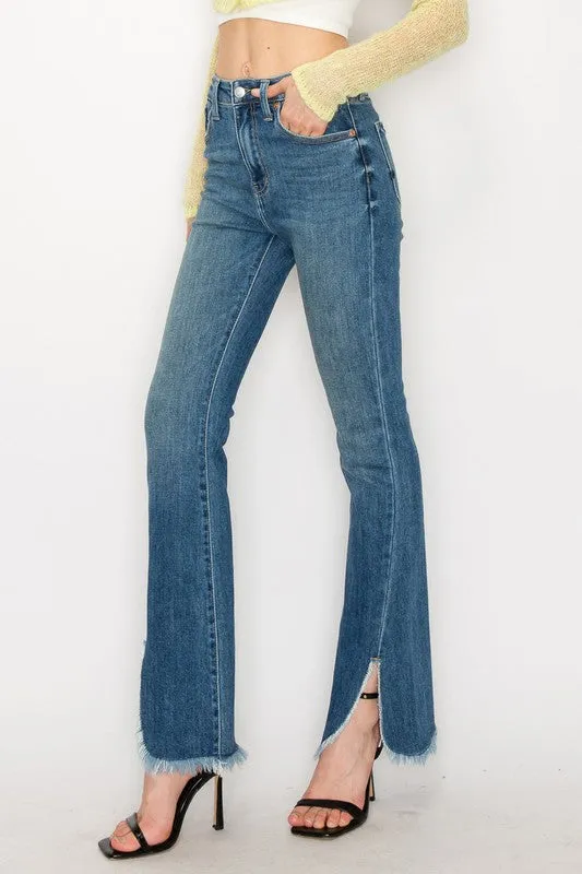 TEEK - PLUS SIZE HIGH RISE SLIT BOOT CUT