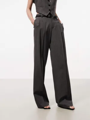 Wool Blend Striped Pants