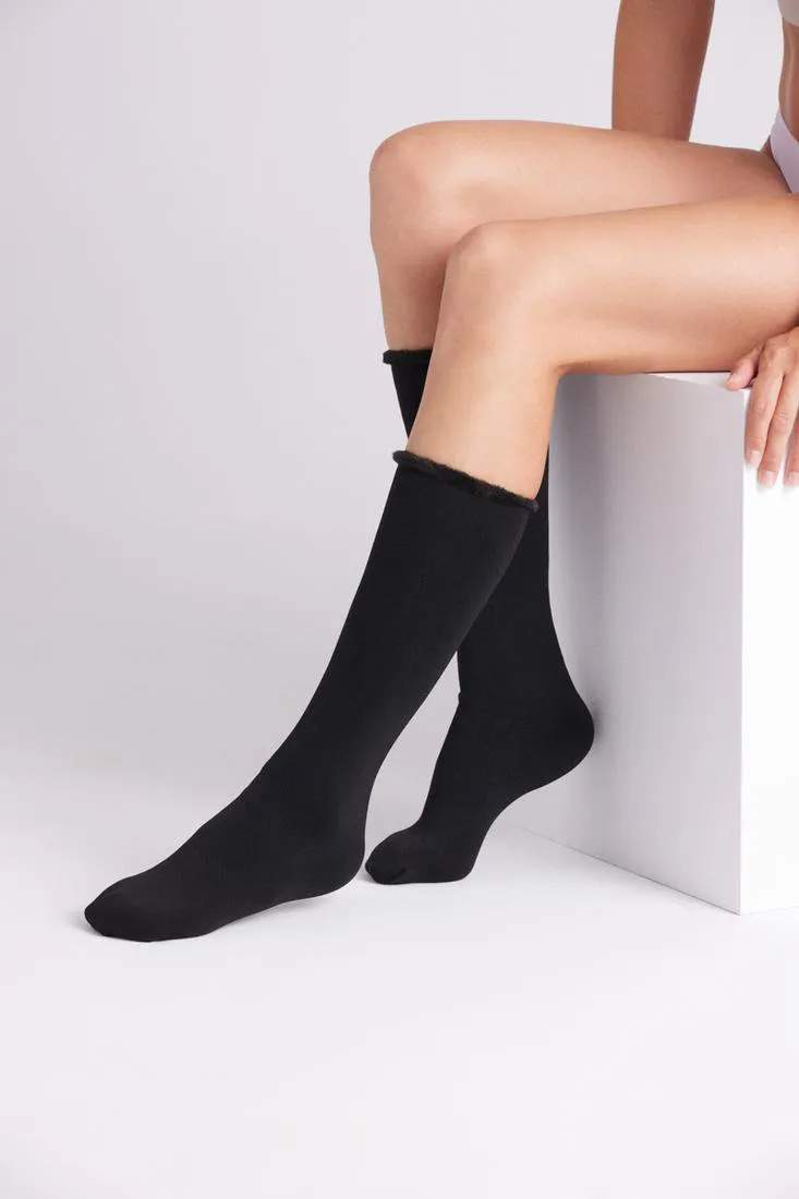 Ysabel Mora Opaque Polar Thermal Plush Lined 300 Denier Knee Highs